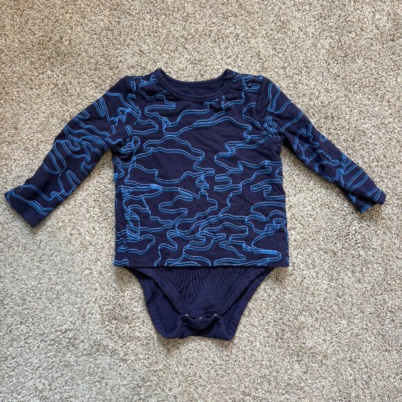 Rockets of Awesome Mini Bamboo Longsleeve Bodysuit size 3-6 Months Navy - Picture 1 of 11
